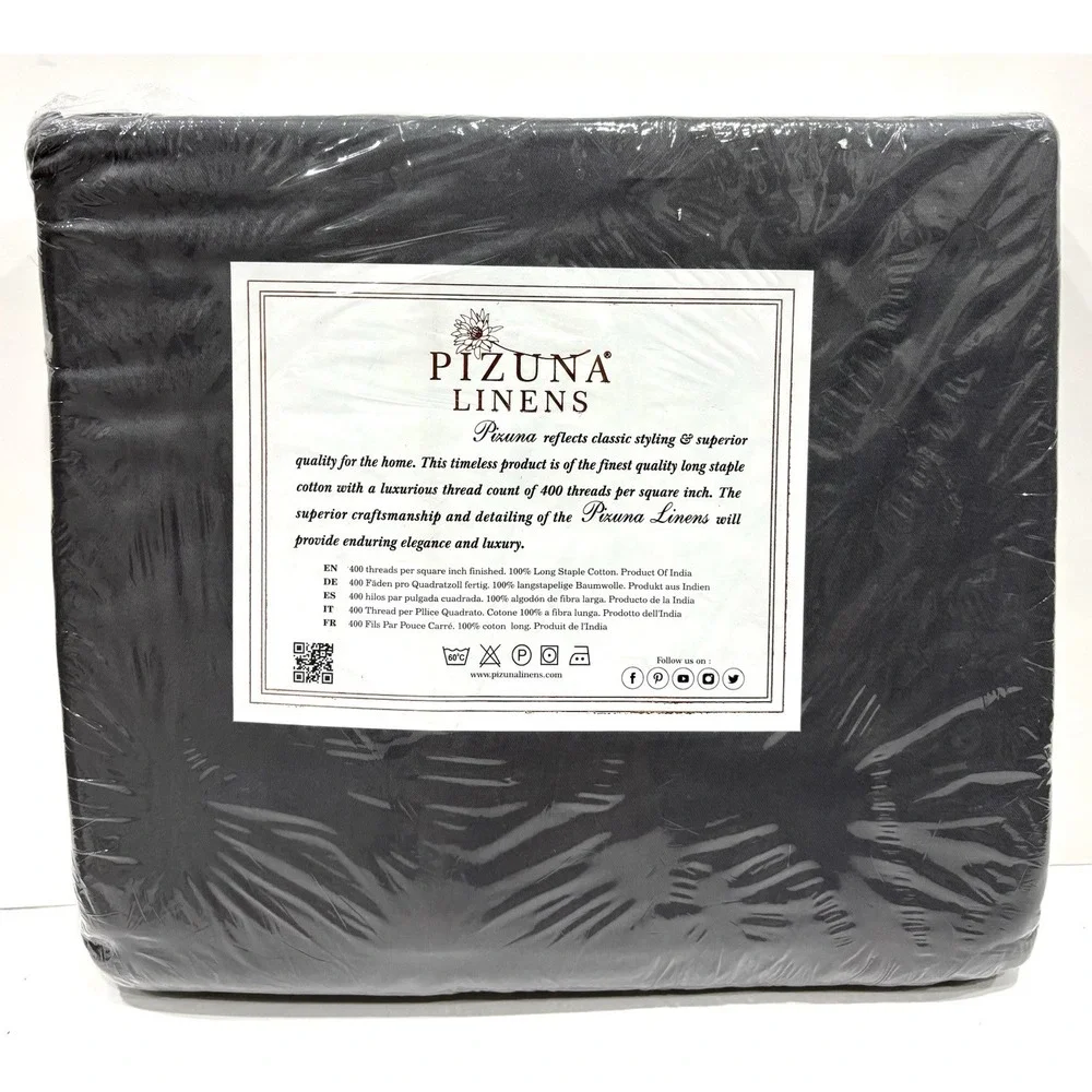 Pizuna California King Fitted Sheet Dark Gray 400TC Cotton 15
